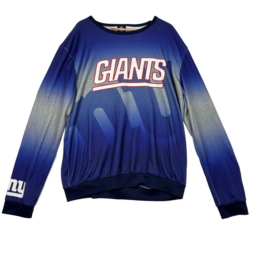 NFL Team Apparel New York Giants Sweatshirt Blue Ombre Graphic Fan Gear G-Men XL